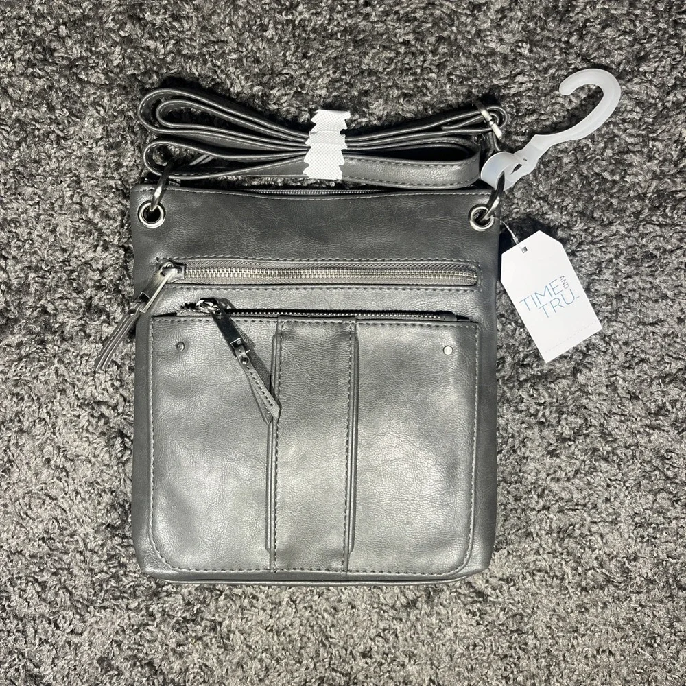 Time‎ and Tru Norah Gray Crossbody Handbag with Adjustable Strap